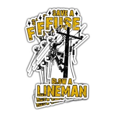 Imagem de (3 peças) Adesivo Save A Fuse Blow a Lineman, adesivos de eletricista, adesivos engraçados, decalque de vinil de eletricista, adesivo de capacete rígido para capacete, caixa de ferramentas, laptop