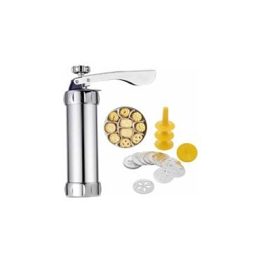 Imagem de Máquina Modeladora de Biscoito, Inox, 21,5cm x 5,5cm, com Bicos Intercambiáveis, Metal