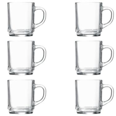 Imagem de Conjunto com 3/6 Canecas de Vidro 220ml - Copos Liso Elegantes para Café, Chá e Bebidas - 7,2x9cm, Transparente e Durável(Conjunto 6 Peças)