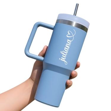 Imagem de Copo Garrafa Térmico Cerveja C/Canudo Personalizado 1200ml (AZUL)