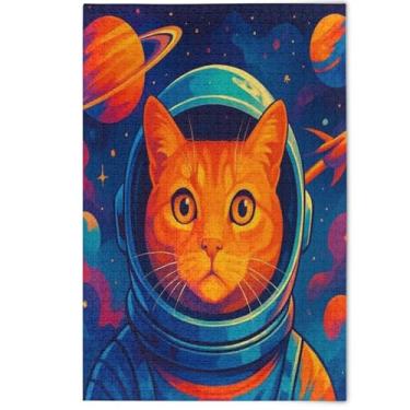 Imagem de Capacete de traje espacial de gato vibrante para adultos quebra-cabeça 500 peças flor pintura animal quebra-cabeças criativos para adultos elefante branco, 500 peças, 52 cm x 37,8 cm
