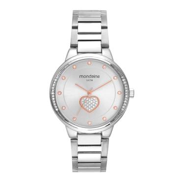 Imagem de Mondaine Relógio Feminino Aço Prata Coração Cristais