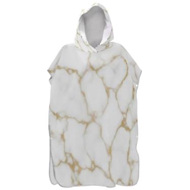 Imagem de Joisal Poncho de surfe para mudança de roupão de praia com capuz toalha floral secagem rápida mármore branco textura unissex poncho adulto com capuz