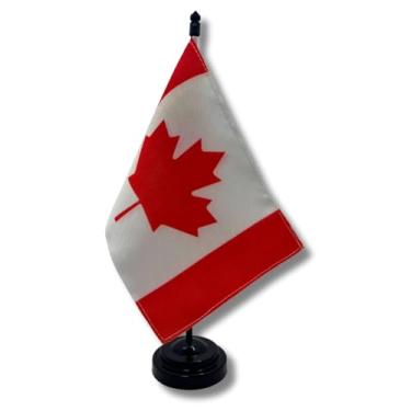Imagem de Bandeira de Mesa Canadá, Decorativa, Dupla Face, Multicolorido, 19x13cm, Base e Haste Preta, para Escritório e Eventos, Tecido Oxford