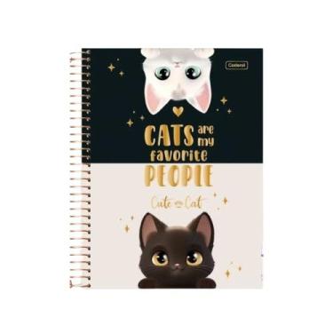 Imagem de Caderno Universitário Grande 10 Matérias Cute Cat Cadersil - Coleção 2026 Fofa Gato 160 Folhas 19,9X27cm (Duo)