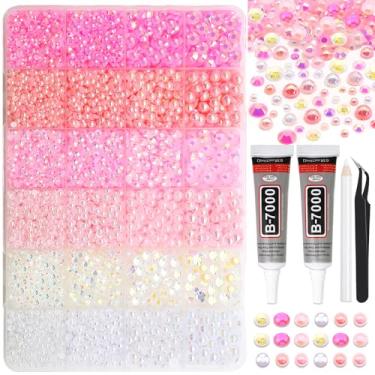 Imagem de RODAKY Pérolas de resina plana de strass rosa para artesanato de joias de cor AB, pedras deslumbrantes, 2 peças, 10 ml, B7000, joias, colas, pinças, canetas pontilhadas, diamantes para artesanato