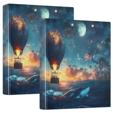 Imagem de Baleia oceano pacote com 2 3 anéis, prancheta, fichário escolar resistente, 27 x 31,5 cm, material escolar estético