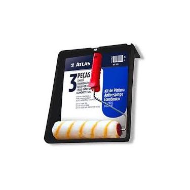 Imagem de Kit de Pintura Atlas 3 a 7 Peças, Profissional Completo com Rolo, Trincha e Bandeja, Parede, Muros (Kit Antirrespingo (AT2003))