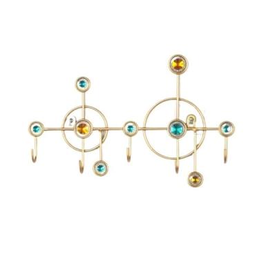 Imagem de Prateleiras suspensas Cabide de parede criativo sem furos, decorativo, para chaves, cabide para roupas, para entrada, quarto, varanda(Gold)