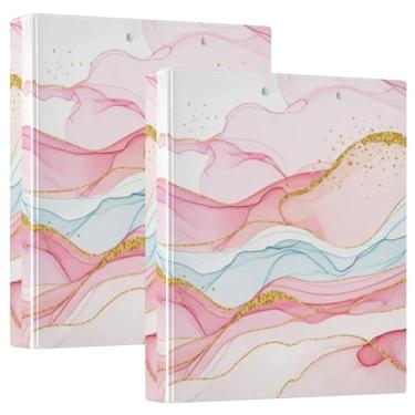 Imagem de Fichários pastel ondulados de mármore rosa personalizado, 3 polegadas, 3 anéis, 200 folhas, caderno, fichário, 31,5 x 27 x 6 cm, 1 pacote