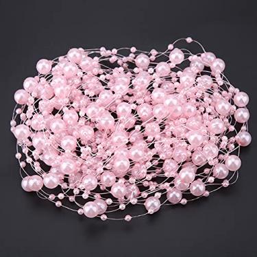 Imagem de Acouto Contas 10M Linha de Pesca Pérolas Artificiais Contas Decoração de Festa de Casamento Guirlanda Artes, Artesanato e Costura/Costura/Guarnição e Enfeites/Guarnição Com Miçangas (Rosa)
