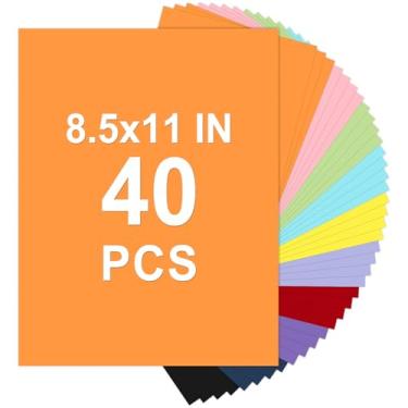 Imagem de Cartolina 8,5 x 11, papel colorido para impressora de 10 cores 34 kg/200 gsm, 40 folhas de cartão colorido, papel de construção de cores sortidas para convites, cartões DIY, cartões de visita