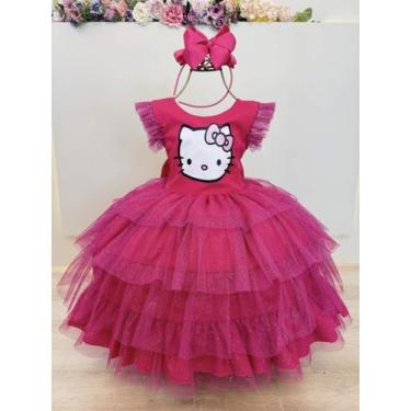 Imagem de Vestido Infantil Hello Kitty com Tule, 3