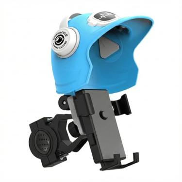 Imagem de Suporte para Celular em Forma de Capacete Impermeável e com Proteção Solar, Rotação 360° e Trava Automática para Moto, Bicicleta e Patinete(Azul)