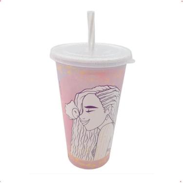 Imagem de Copo Infantil Divertido Colorir 500Ml Com Tampa E Canudo