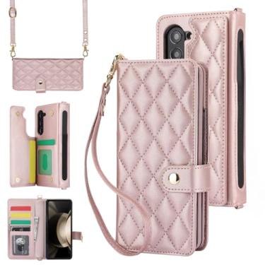 Imagem de Capa carteira para Samsung Galaxy Z Fold 7 com suporte para cartão, compartimento para dinheiro e compartimento para caneta, 【Bloqueio RFID】 Fecho magnético de couro dobrável com suporte para celular