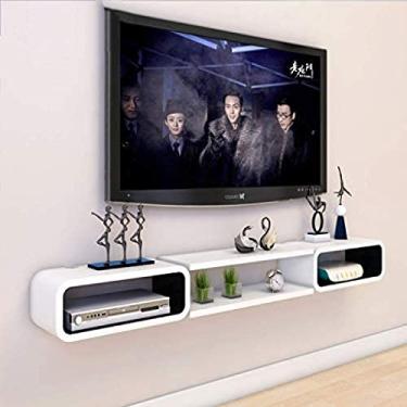 Imagem de Wall-mounted TV Cabinet Shelf Storage Unit Shelf DVD/Blu-ray Player Satellite TV Box Cable Box White Floating Frame Wall-mounted Shelf,UMA,Constructive23