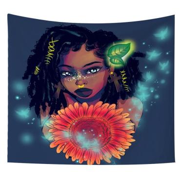 Imagem de Tapeçaria African Girl Microfabric 150x130cm para decoração de quarto