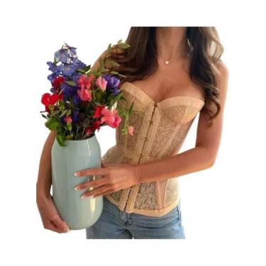 Imagem de 2025 verão moda feminina sexy apertado espartilho renda oco sem alças 