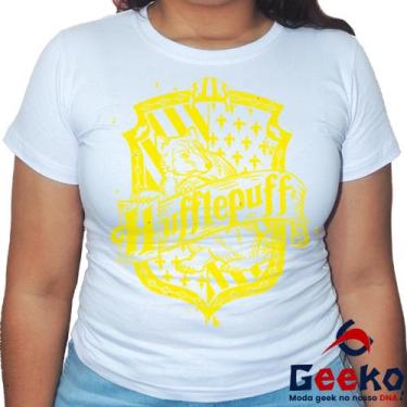 Imagem de Baby Look Lufa Lufa 100% Algodão Harry Potter Blusa Feminina Hogwarts 