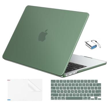 Imagem de EooCoo Compatível com MacBook Air 33.0 cm Capa 2025 2024-2022 M4 M3 M2 Modelo A3240 A3113 A2681, Mac Air 34.5 cm Frost Hard Shell & Keyboard Cover & Screen Film & Type-C, Matte Midnight Green