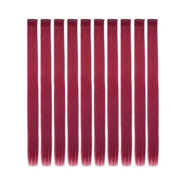 Imagem de Extensões De Cabelo Coloridas De 22 Polegadas 10PCS Lisas Ombre Sintét