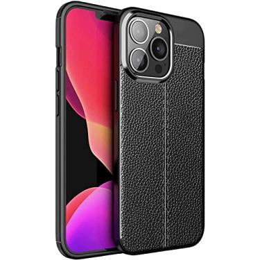 Imagem de XNWKF Capa para iPhone 13/13 Pro/13 Pro Max, capa protetora traseira de couro PU fino proteção da câmera à prova de choque TPU macio bumper capa protetora elegante fina (cor: preto, tamanho: 13 mini 5,4 polegadas)