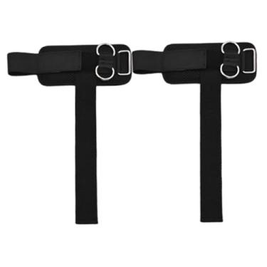 Imagem de Dynwave Conjunto de 2 faixas de pulso para levantamento de peso, portáteis, com argolas duplas em D, ideais para treinamento de força e musculação na, Preto