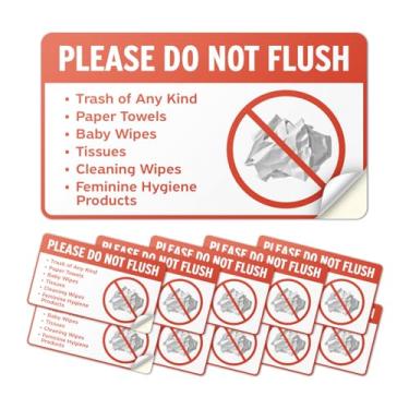 Imagem de 101SignCity 10 peças de placa adesiva de vinil Do Not Flush (18 cm x 10 cm), lembrete de banheiro de alta visibilidade, decalque autoadesivo à prova d'água, para banheiros em casa, escritório