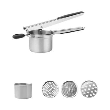 Imagem de Espremedor De Batatas Em Aço Inoxidável Com Cabo De Silicone E Chassi 