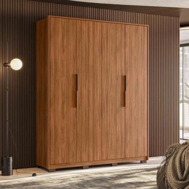 Imagem de Guarda Roupa Casal Attore Ambiente 4 Portas Nogueira Touch com pés Dem