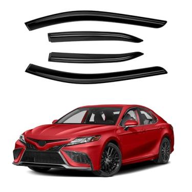 Imagem de Canvcle Viseiras de janela protetores de chuva para acessórios Toyota Camry 2018-2024, fita de montagem externa, defletores de vento, viseiras de ventilação, à prova de chuva, 4 peças