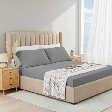 Imagem de Regency Heights Jogo de lençol Queen com 3 peças, lençol de elastano refrescante, resistente ao desbotamento, lençol com elástico e fronhas de até 38 cm, respirável e absorvente de umidade para