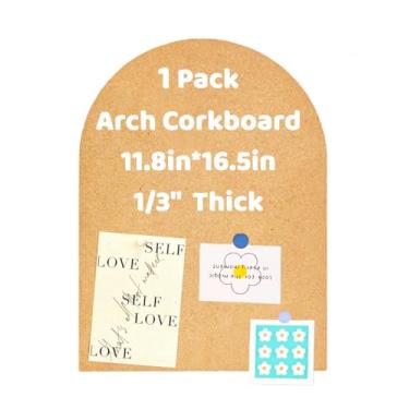 Imagem de Okydoky Tábuas de cortiça de arco de 8 mm de espessura, placa de pino autoadesiva de 30 x 42 cm, 1 peça para decoração de escritório doméstico (3042Arch-1pc-8mm)