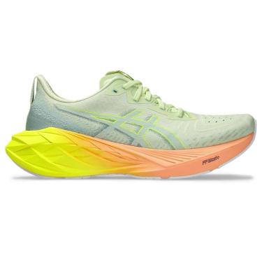 Imagem de Tênis ASICS Novablast 4 Paris - Masculino - Cinza com Verde e Laranja-Masculino