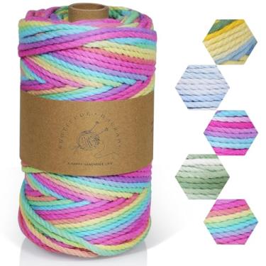 Imagem de AOKISY Cordão de macramê 3 mm x 100 m, 100% algodão, ombré, macramê, corda para pendurar plantas, pendurar na parede, faça você mesmo, sacos trançados feitos à mão, para pendurar na parede, apanhador