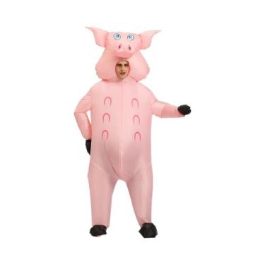 Imagem de Traje Inflável de Porco Rosa para Adulto - Fantasia de Halloween para 