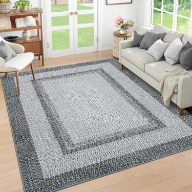 Imagem de RUGSREAL Tapete grande para sala de estar, 25,5 x 33,5 cm, com estampa trançada, boho, decoração de casa, escritório, cinza