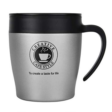 Imagem de Acouto Caneca de café Isolada Em Aço Inoxidável Com Colher e Tampa - Copo de Viagem Com Isolamento Térmico a Vácuo de 330ml Casa - Recipientes de Bebidas Isolados, Copos e Canecas (Prata)