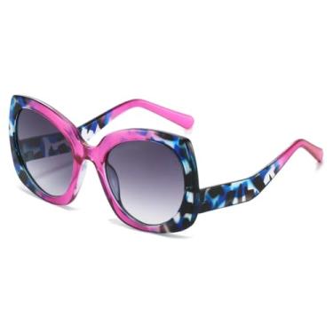 Imagem de VFDHN Óculos de Sol Femininos Fashion Butterfly Oval Vintage Coloridos Masculinos Punk Degradê UV400 (5702-C4)