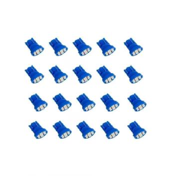 Imagem de 20 Lâmpadas Pingão T10 8 Leds Azul W5W 1026 Automotiva