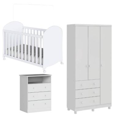 Imagem de Kit Berço, Cômoda e Guarda Roupa Peroba Smim Quarto Infantil