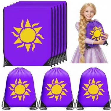Imagem de Shinylin 12 peças de sacos de sol roxo com cordão roxo para festa de princesa, lembrancinhas de festa de príncipe douradas para casamento, lavanda, adereços de foto, chá de bebê, decoração de