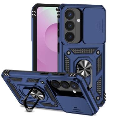 Imagem de Tothedu Capa para Galaxy S26, capa para Samsung S 26 com capa deslizante para câmera, suporte magnético à prova de choque com anel giratório de 360° integrado para Samsung Galaxy S26 azul