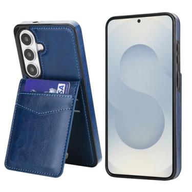 Imagem de Capa carteira de couro para Samsung Galaxy S26, couro anti-impressão digital e TPU, 5 compartimentos para cartão (4 internos + 1 externo) com fecho magnético, à prova de choque, proteção de borda