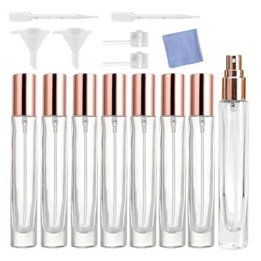 Imagem de AGENIZ Mini spray de perfume de 10 ml, frasco de vidro atomizador recarregável, frasco de spray portátil de óleo essencial de viagem (10 ml/ouro rosa)