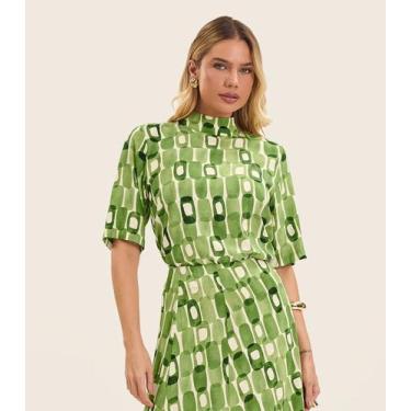 Imagem de Blusa Feminina Estampada Gola Alta Endless Verde, G, Verde