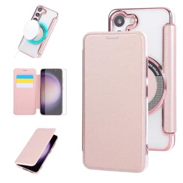 Imagem de Asuwish Capa de celular para Samsung Galaxy S23 Plus S23+ 5G carteira celular com protetor de tela magnético e suporte de cartão MagSafe RFID Flip S23plus 23S + S 23 23+ SM-S916U 16.8 cm feminino