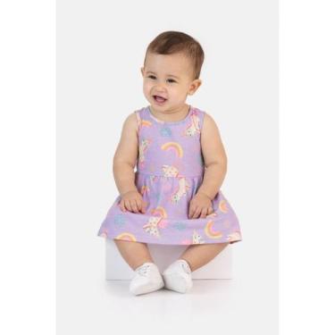 Imagem de Vestido Bebê Menina Manga Curta Malwee Kids Ref. 132036 Cor:Lilas DV48