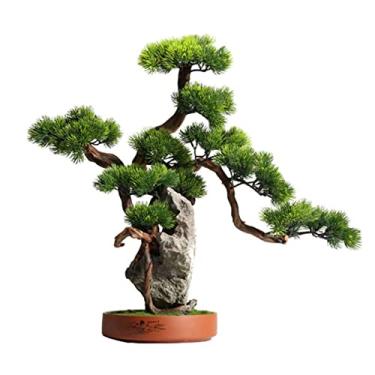 Imagem de Bonsai artificial de bonsai artificial, pinheiro acolhedor, simulação de plantas ornamentais, bonsai decorativo em vaso, exibição de mesa, enfeites de vaso de árvore falsa para casa, escritório e